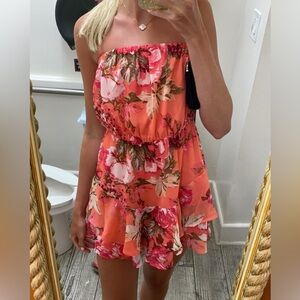 Express Floral Strapless Dress